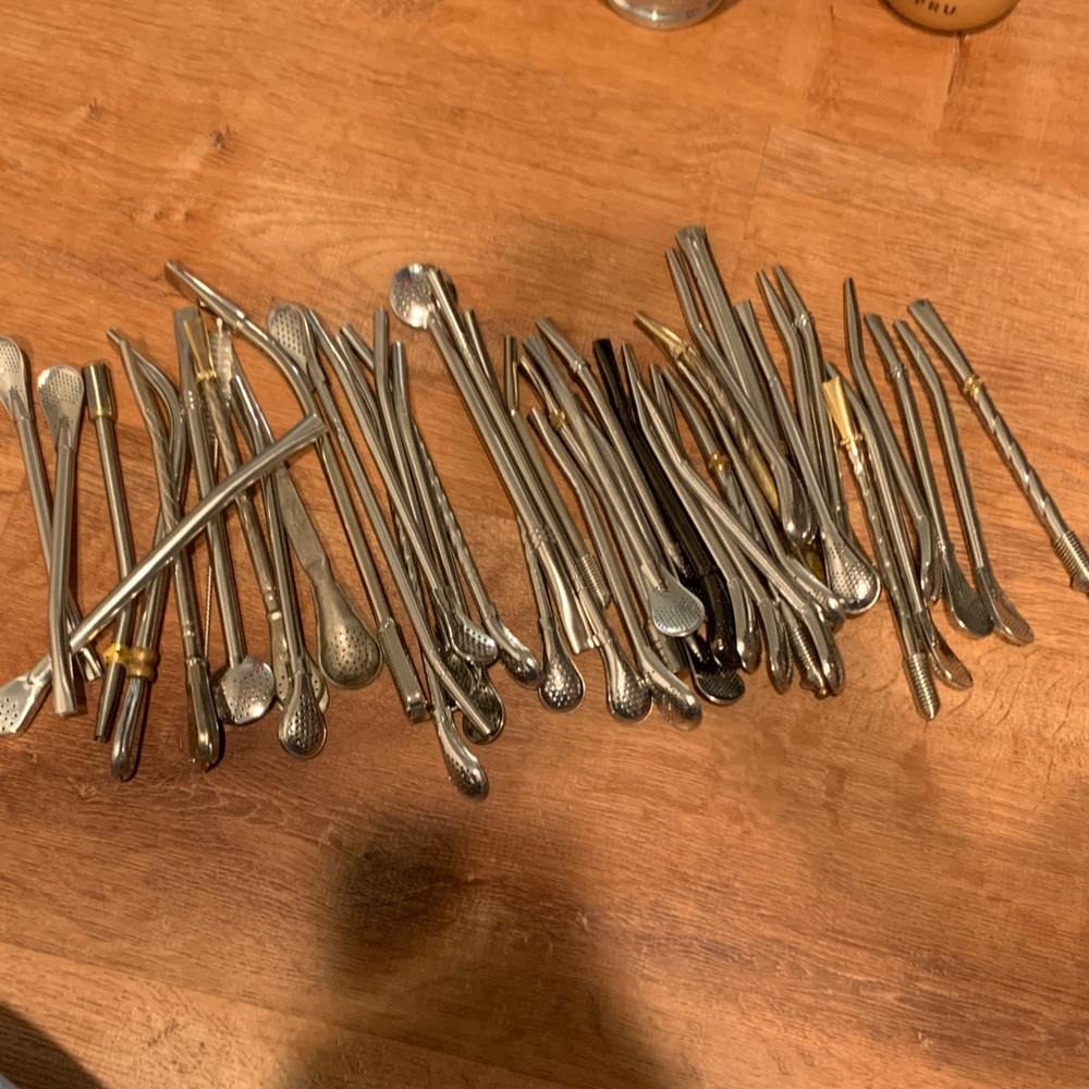 Lot of Stainless Steel Bombilla Yerba Mate Straws - Silver